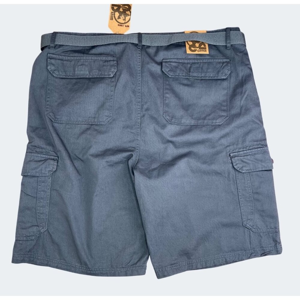 CD Copper Denim Mens Cargo Shorts Gray 100% Cotton With Belt Size 44 - Picture 2 of 14